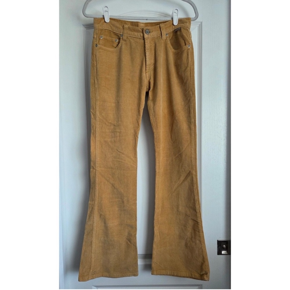 Vintage Crystal Jeans Flare Leg Low Rise Corduroy Pants Womens Sz 28 Hippie Boho